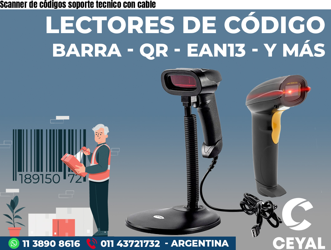 Scanner de códigos soporte tecnico con cable