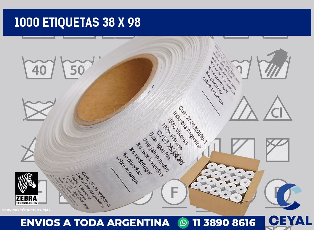1000 etiquetas 38 x 98