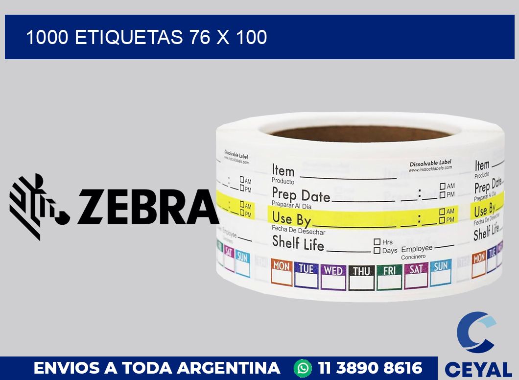 1000 etiquetas 76 x 100
