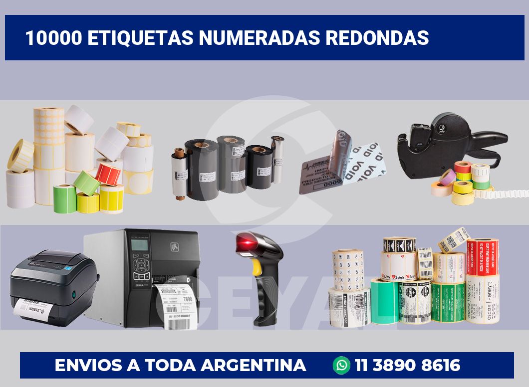 10000 Etiquetas numeradas redondas