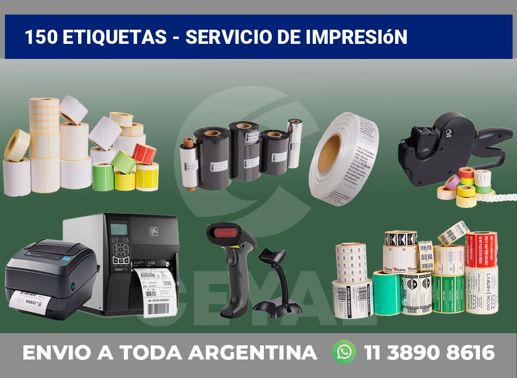 150 etiquetas – servicio de impresión