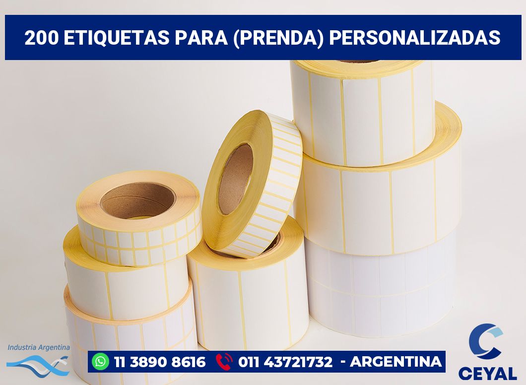 200 Etiquetas para (prenda) personalizadas