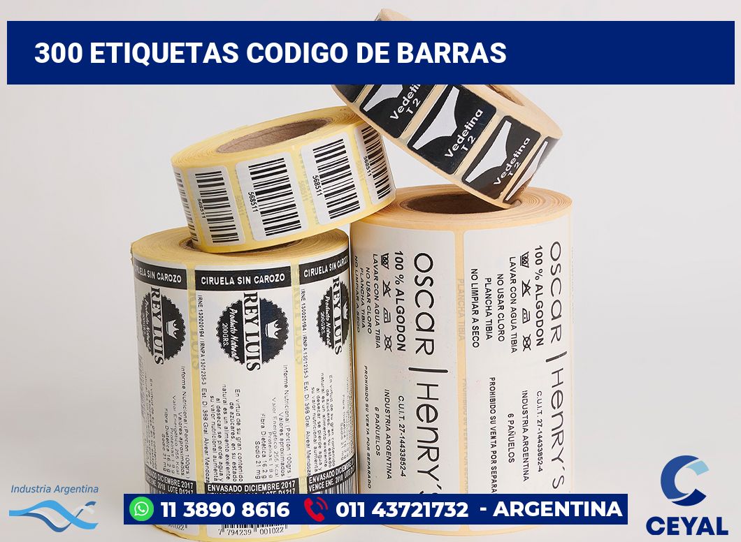 300 Etiquetas codigo de barras