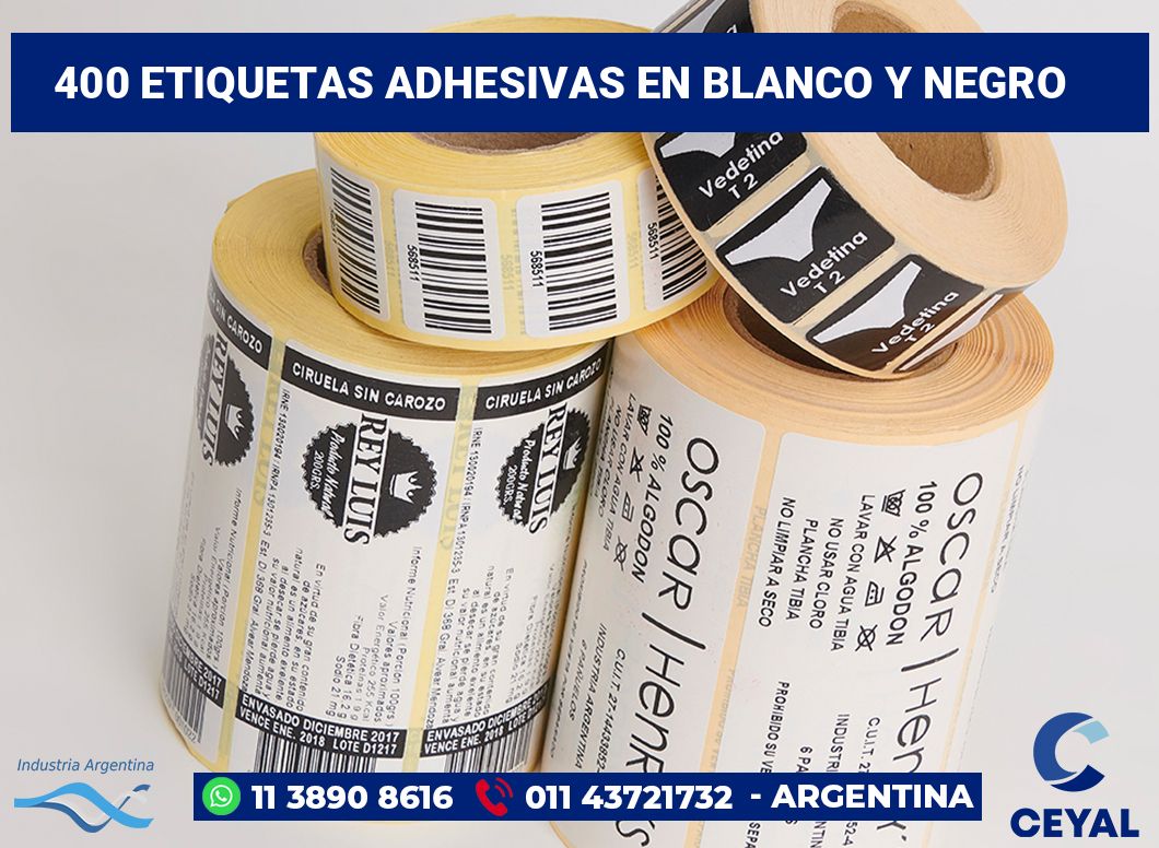 400 Etiquetas adhesivas en blanco y negro