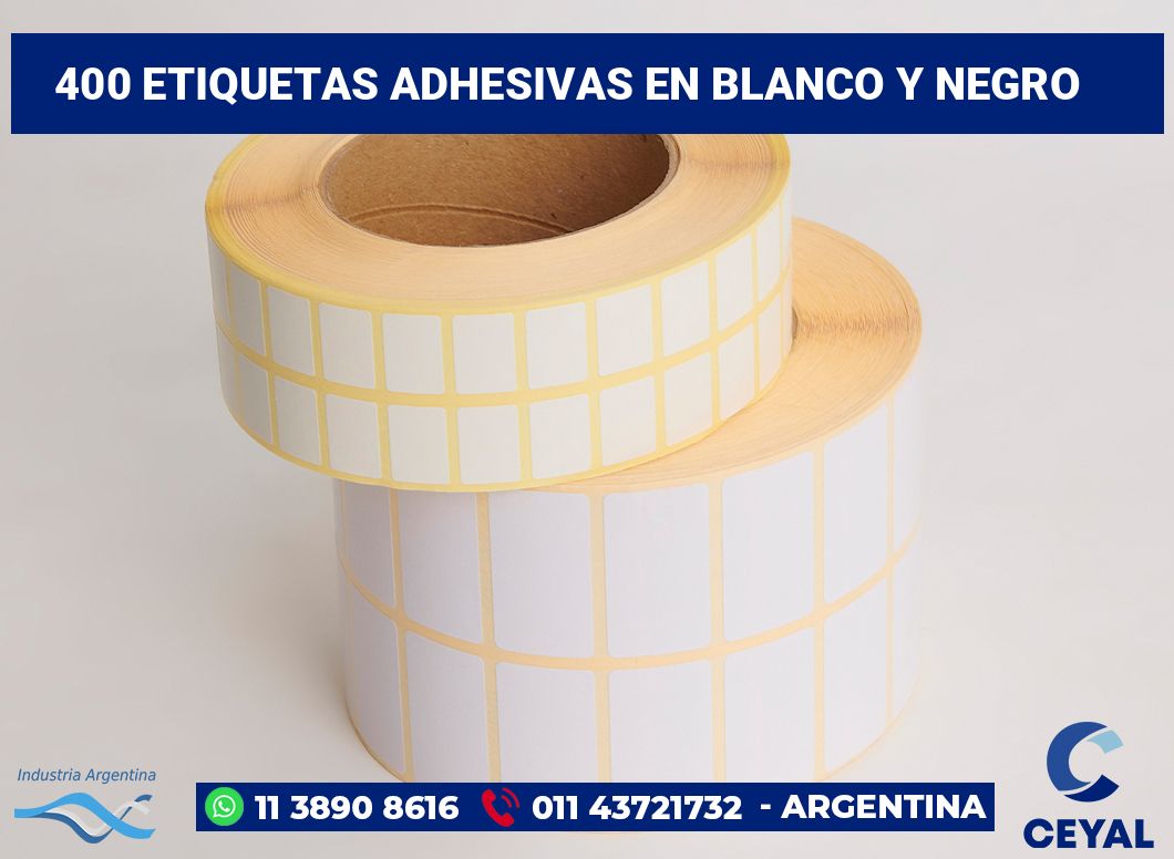 400 Etiquetas adhesivas en blanco y negro