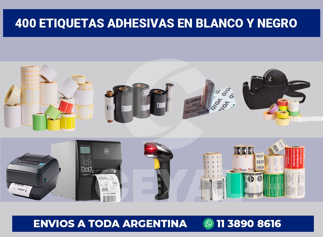 400 Etiquetas adhesivas en blanco y negro