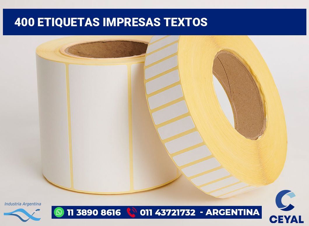 400 Etiquetas impresas textos