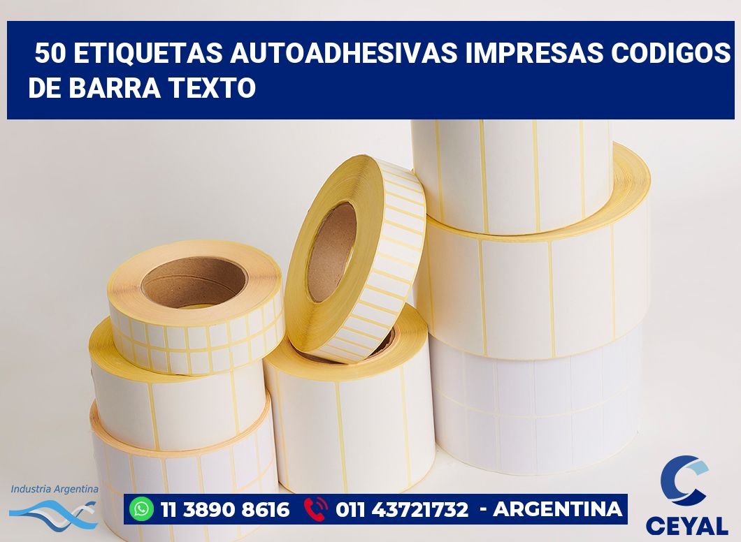 50 Etiquetas autoadhesivas impresas codigos de barra texto