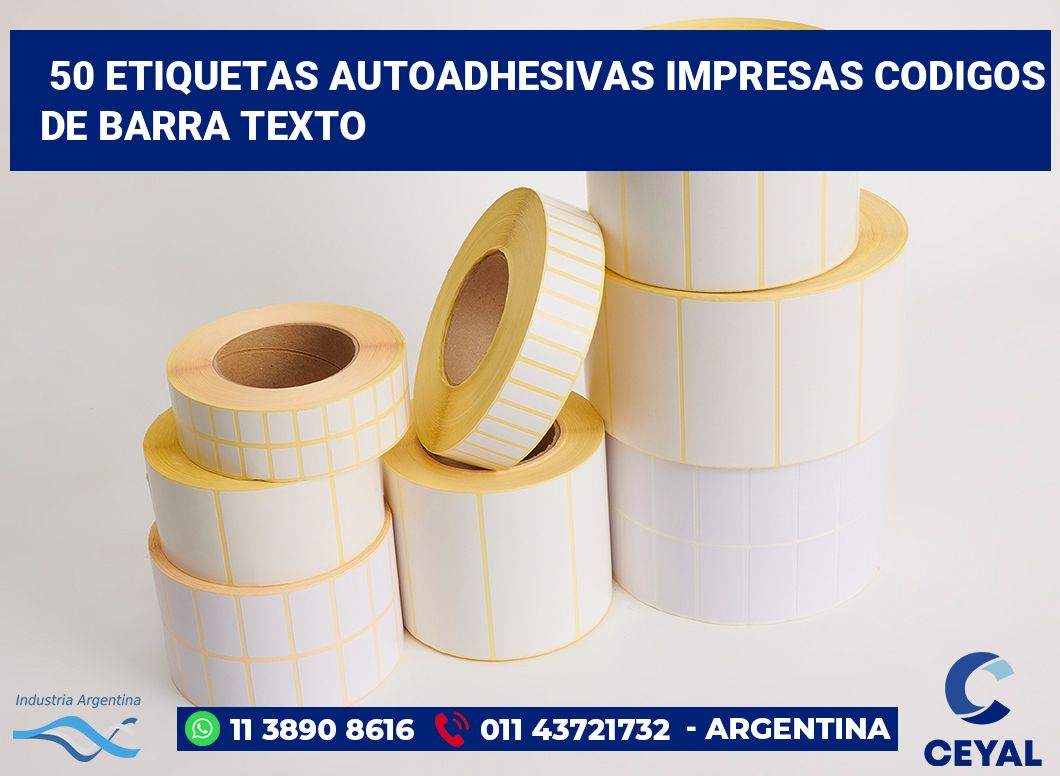 50 Etiquetas autoadhesivas impresas codigos de barra texto