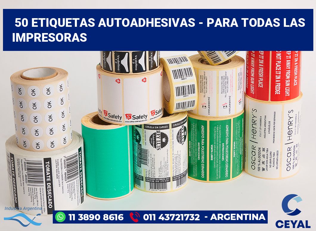 50 Etiquetas autoadhesivas - para todas las impresoras