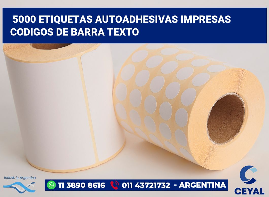 5000 Etiquetas autoadhesivas impresas codigos de barra texto