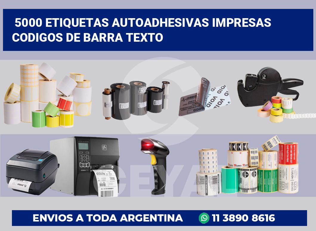 5000 Etiquetas autoadhesivas impresas codigos de barra texto