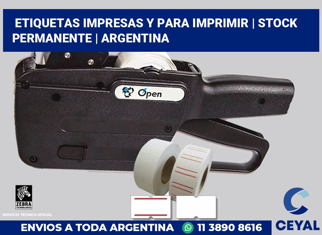 Etiquetas impresas y para imprimir | Stock permanente | Argentina