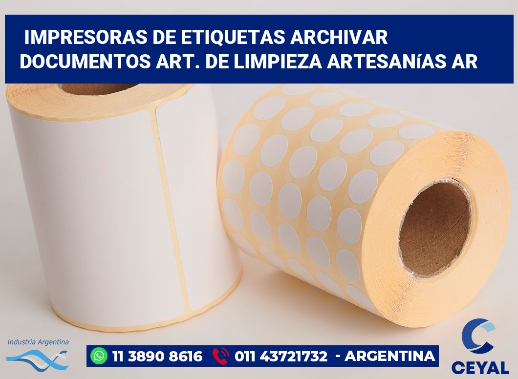 Impresoras de etiquetas Archivar documentos Art. De limpieza Artesanías Ar