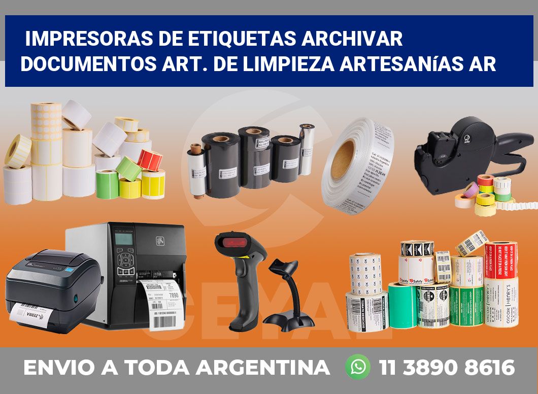 Impresoras de etiquetas Archivar documentos Art. De limpieza Artesanías Ar