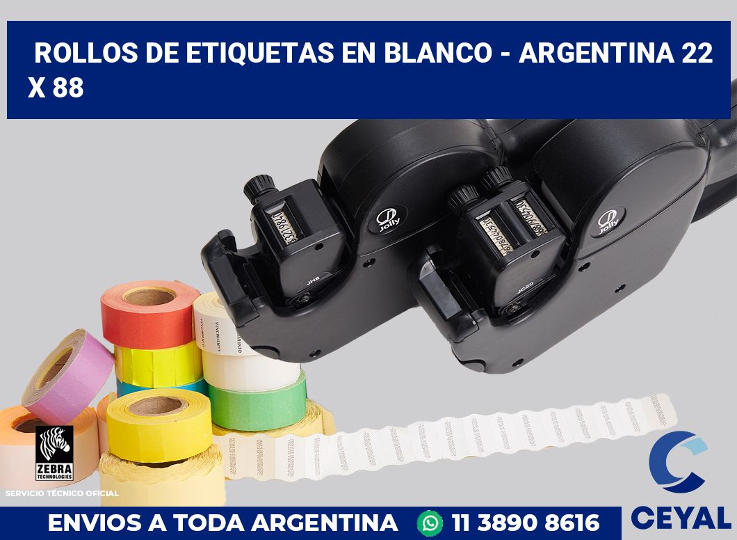 Rollos de etiquetas en blanco - Argentina 22 x 88
