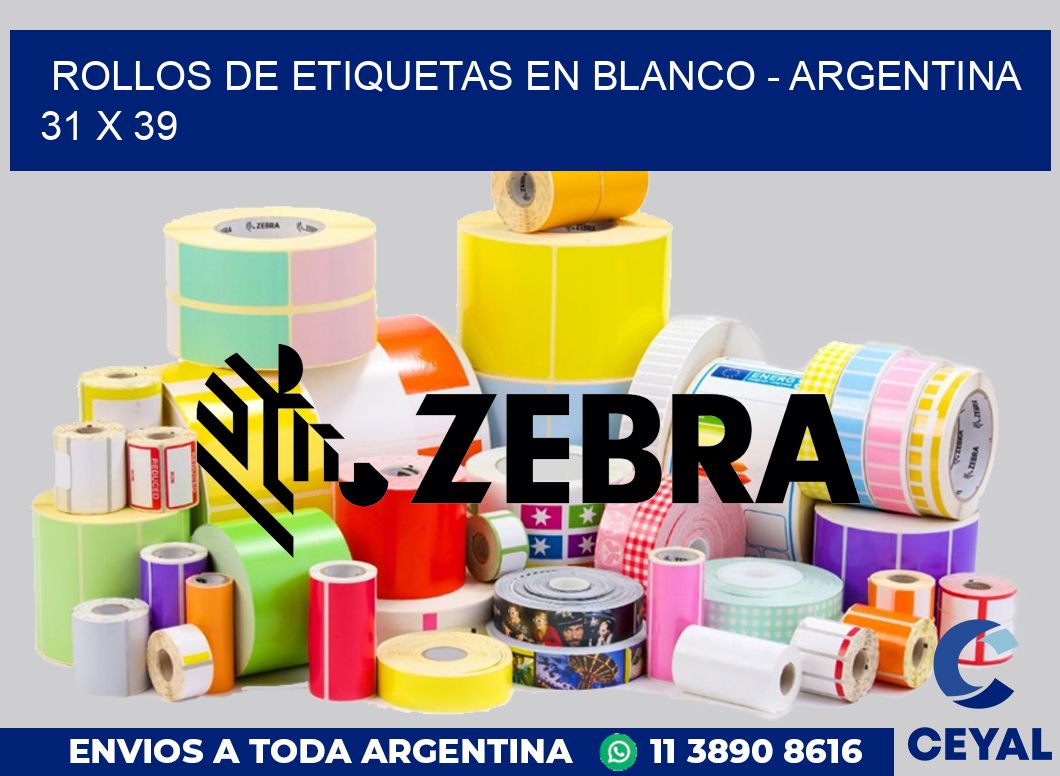 Rollos de etiquetas en blanco - Argentina 31 x 39