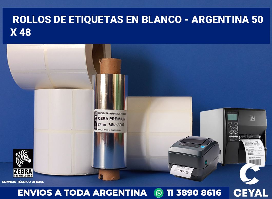 Rollos de etiquetas en blanco - Argentina 50 x 48