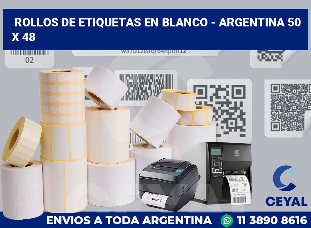 Rollos de etiquetas en blanco – Argentina 50 x 48
