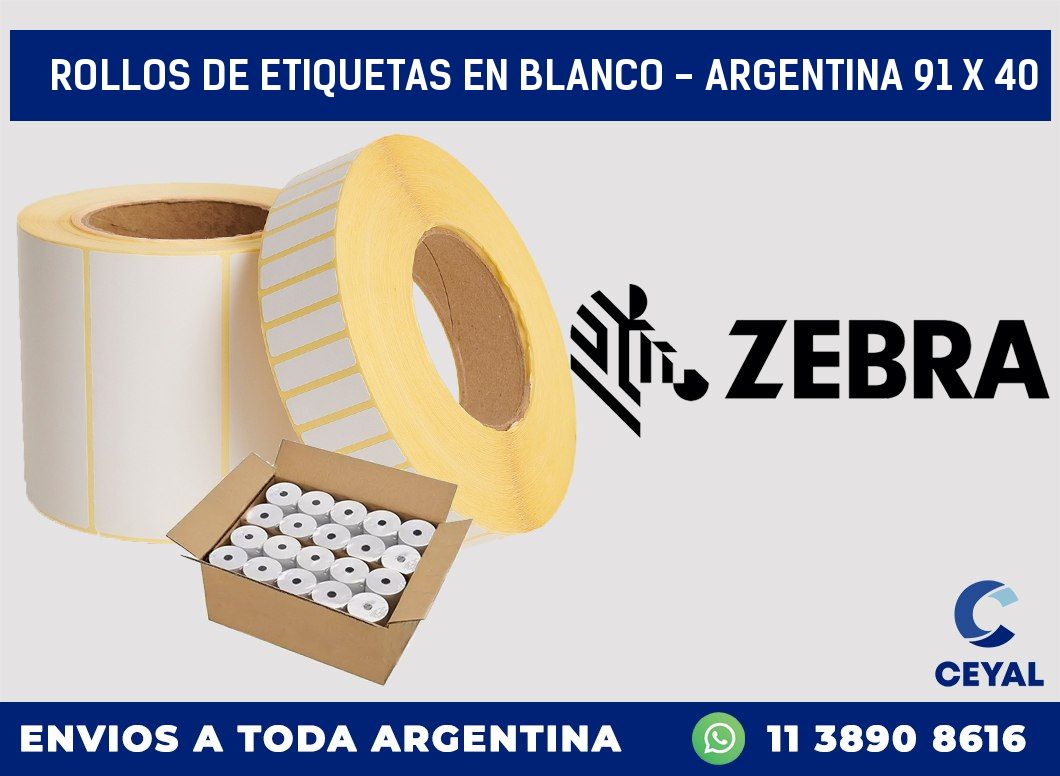Rollos de etiquetas en blanco – Argentina 91 x 40