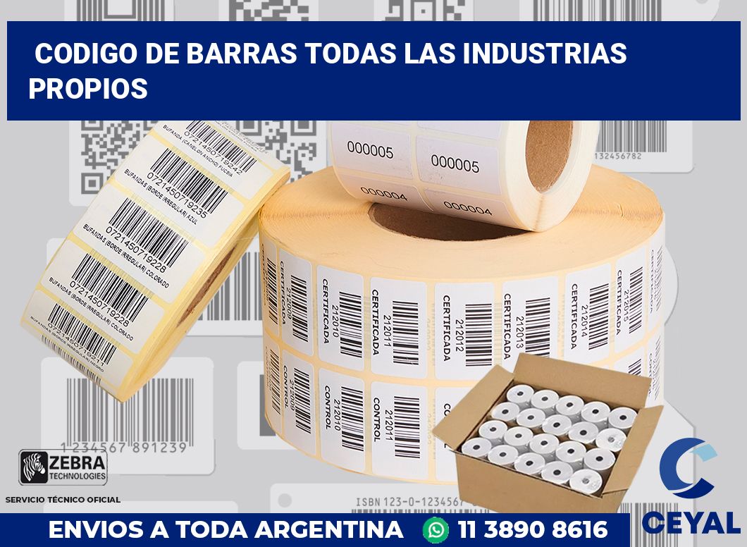 codigo de barras todas las industrias  propios