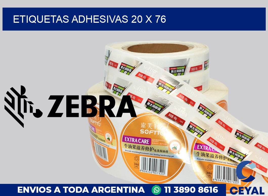 etiquetas adhesivas 20 x 76
