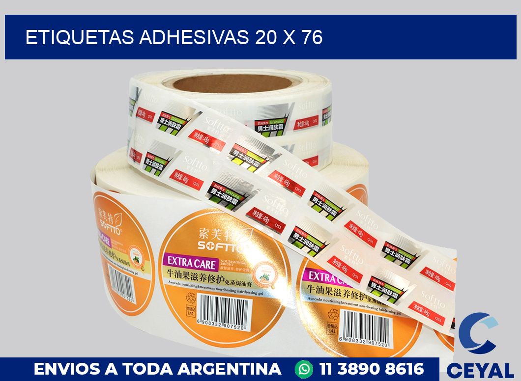 etiquetas adhesivas 20 x 76