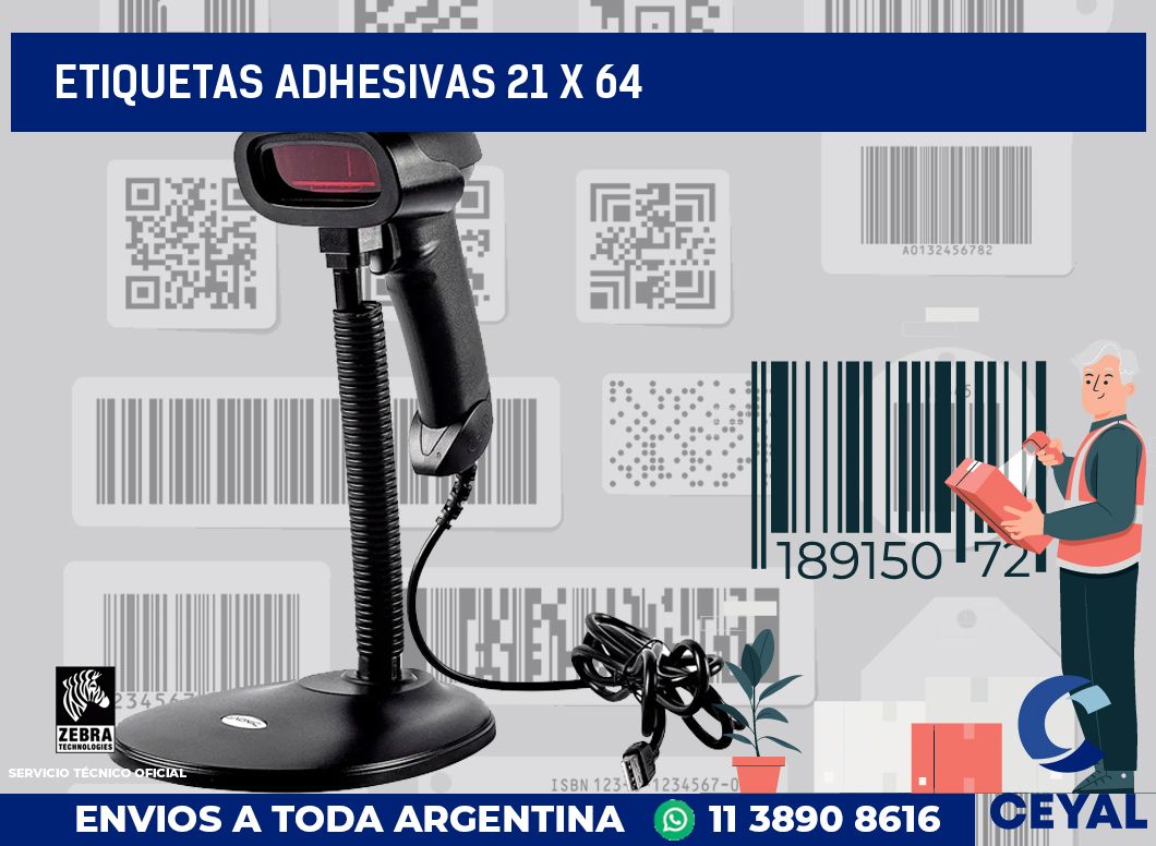 etiquetas adhesivas 21 x 64