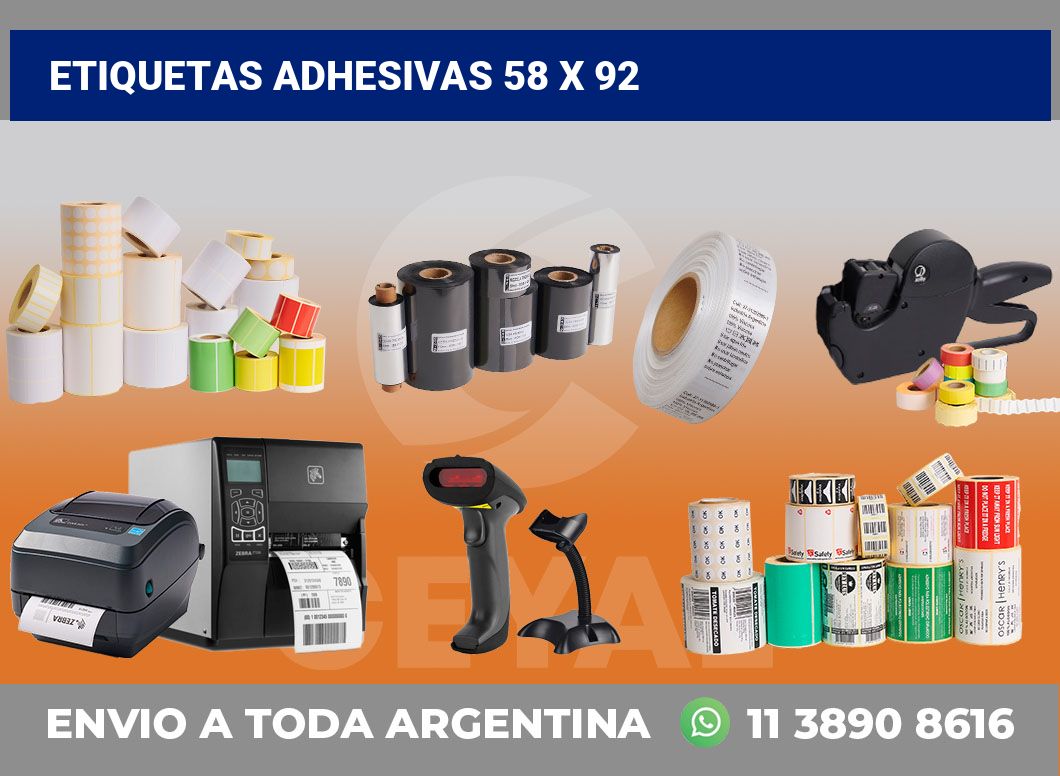 etiquetas adhesivas 58 x 92