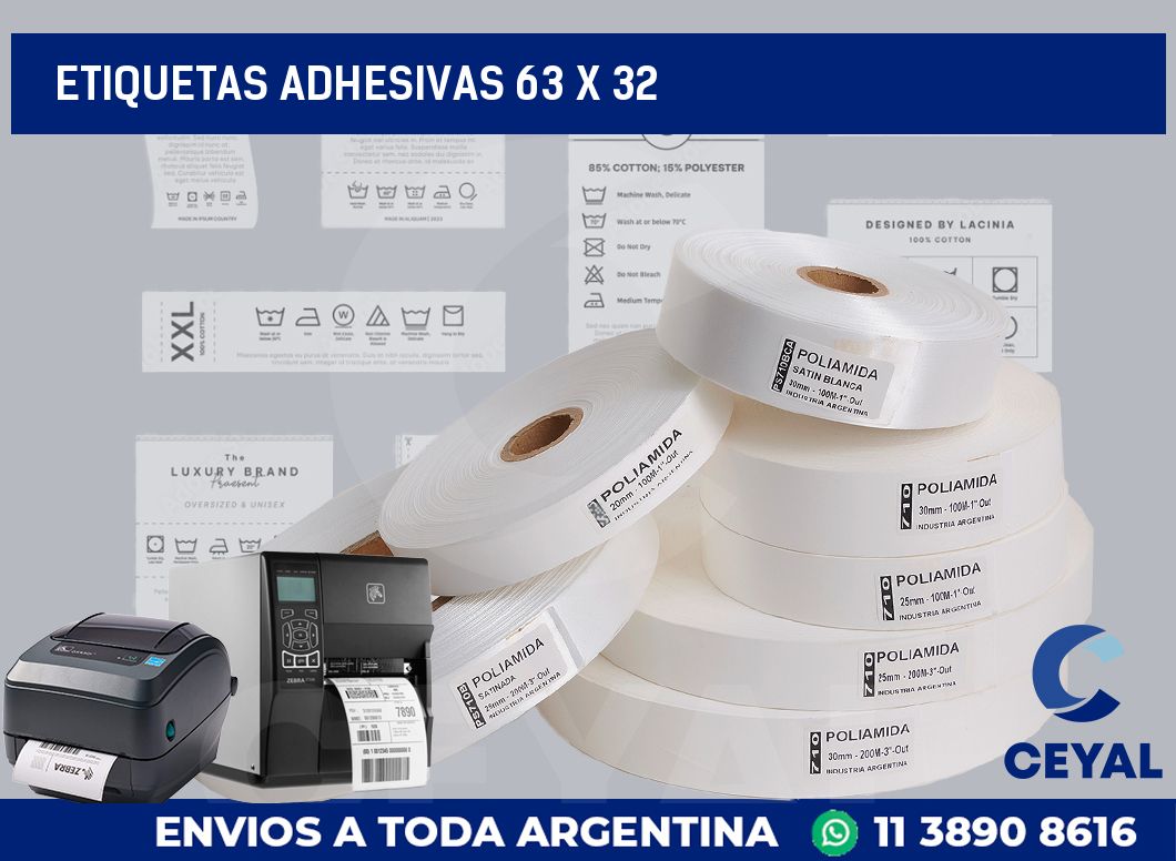 etiquetas adhesivas 63 x 32