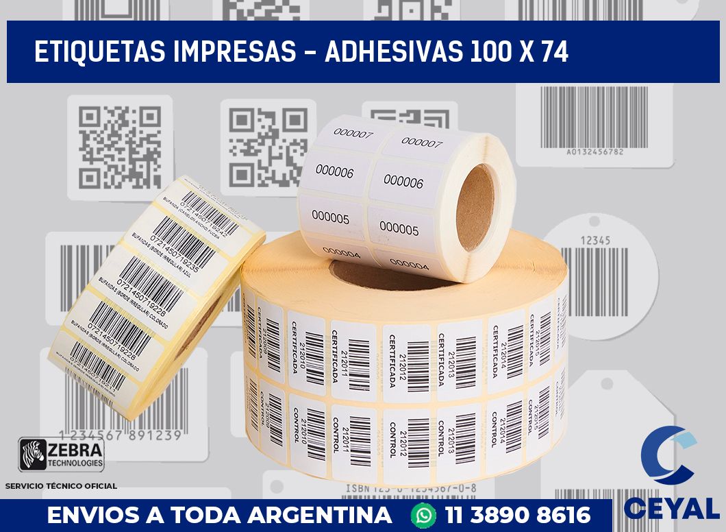 etiquetas impresas – Adhesivas 100 x 74