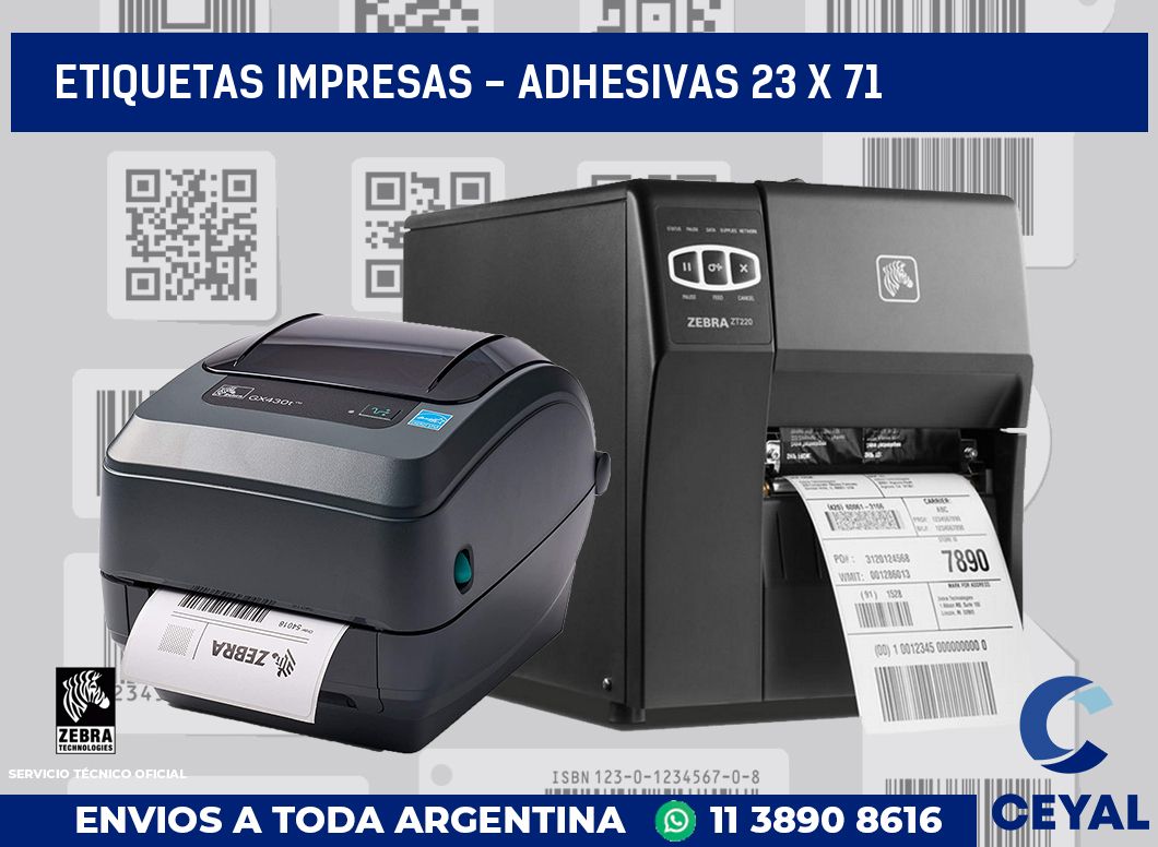 etiquetas impresas - Adhesivas 23 x 71