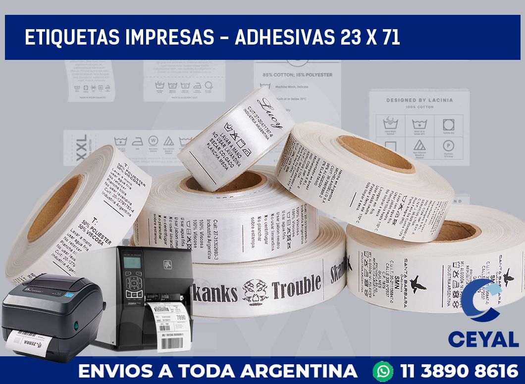 etiquetas impresas - Adhesivas 23 x 71