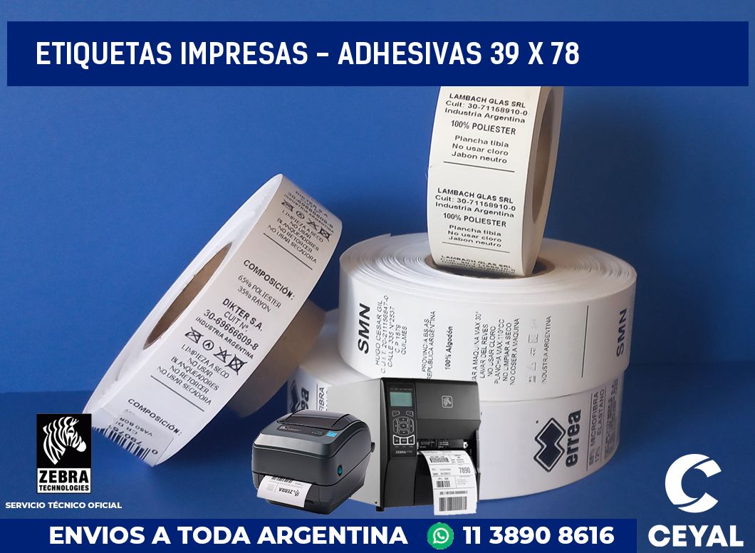 etiquetas impresas - Adhesivas 39 x 78