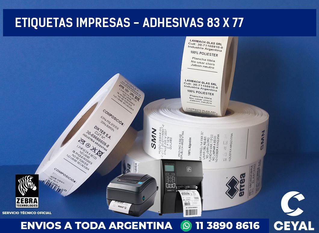 etiquetas impresas - Adhesivas 83 x 77