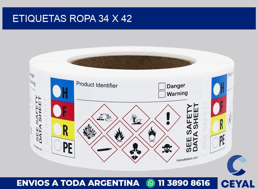 etiquetas ropa 34 x 42