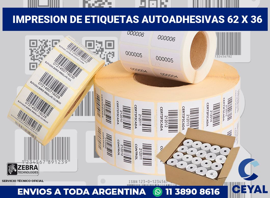 impresion de etiquetas autoadhesivas 62 x 36