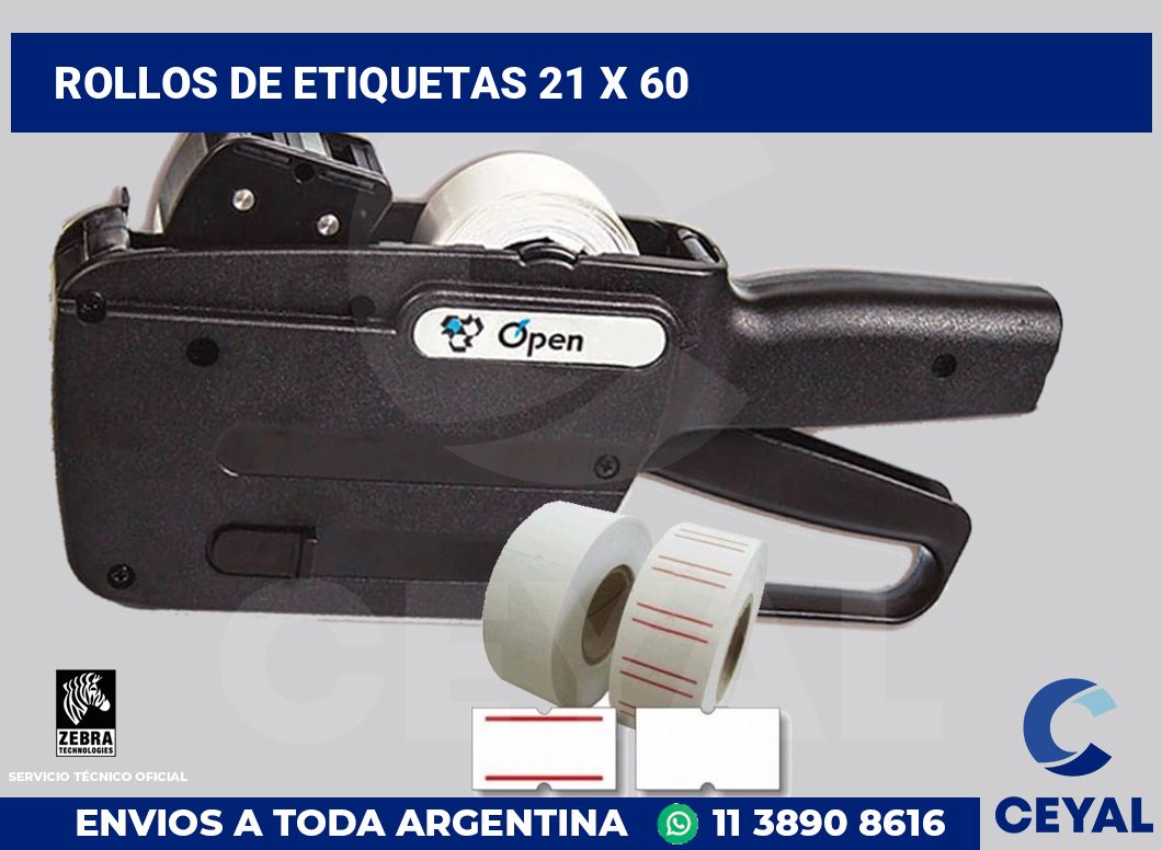 rollos de etiquetas 21 x 60