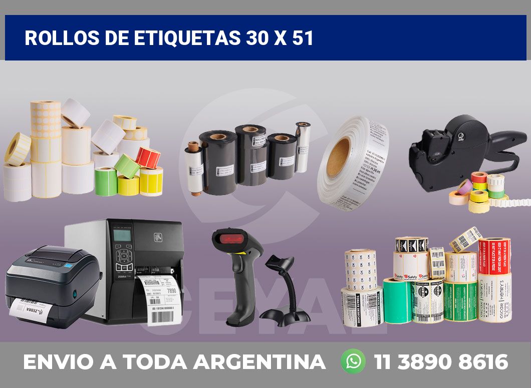 rollos de etiquetas 30 x 51