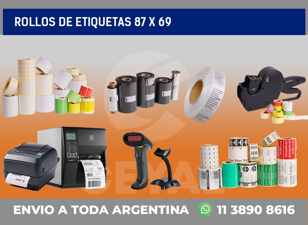 rollos de etiquetas 87 x 69