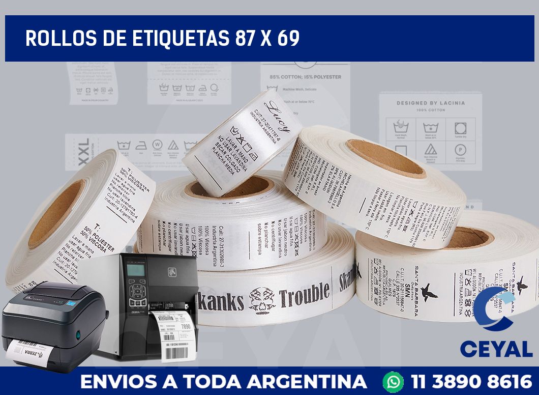 rollos de etiquetas 87 x 69