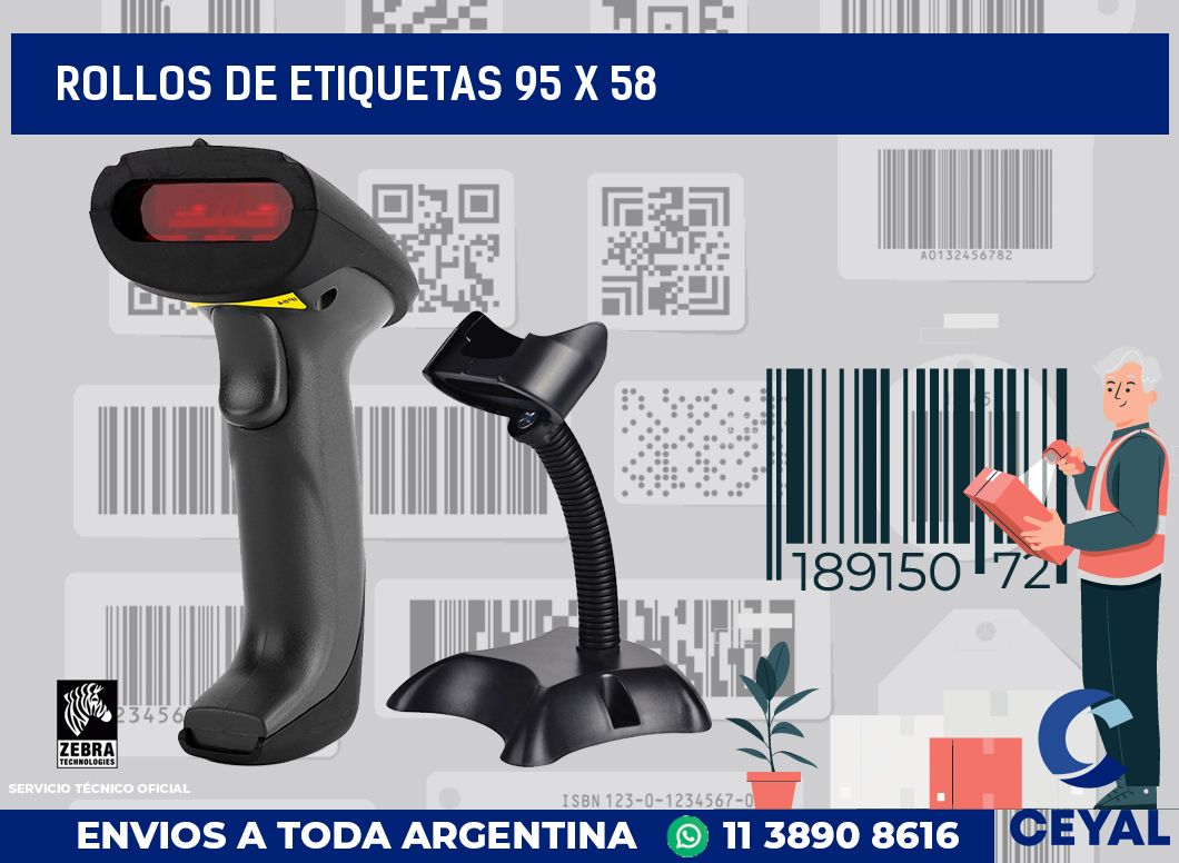 rollos de etiquetas 95 x 58