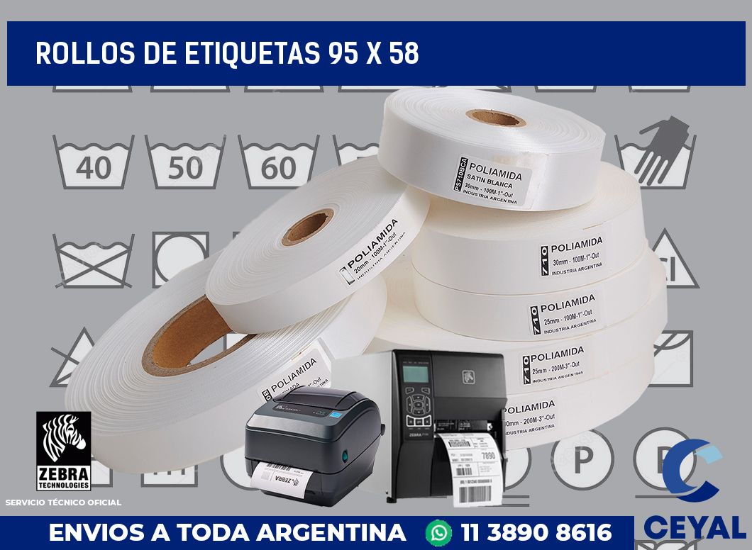 rollos de etiquetas 95 x 58