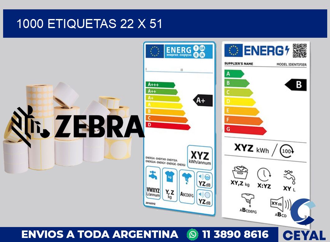 1000 etiquetas 22 x 51
