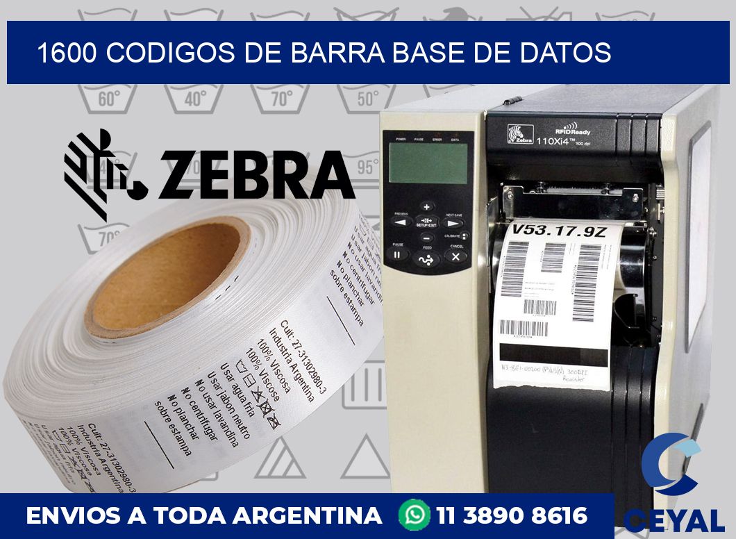 1600 Codigos de barra base de datos