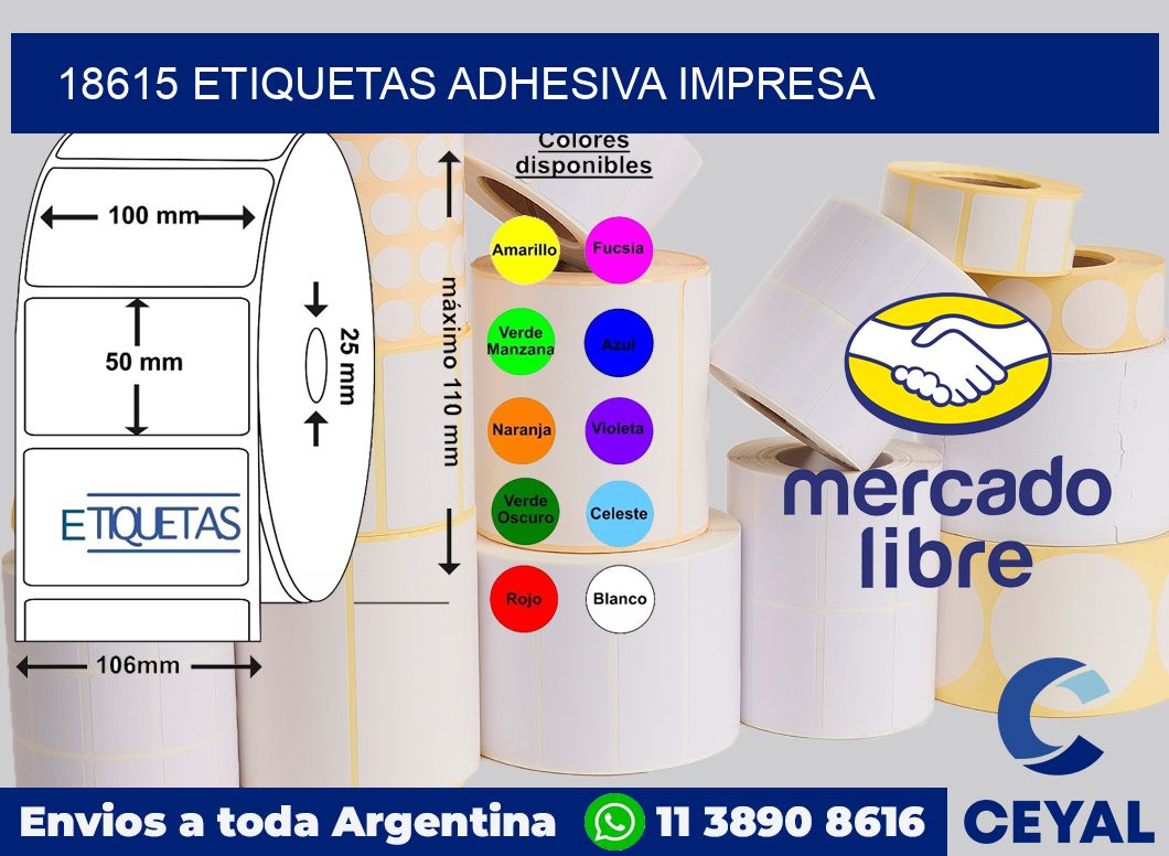 18615 etiquetas adhesiva impresa