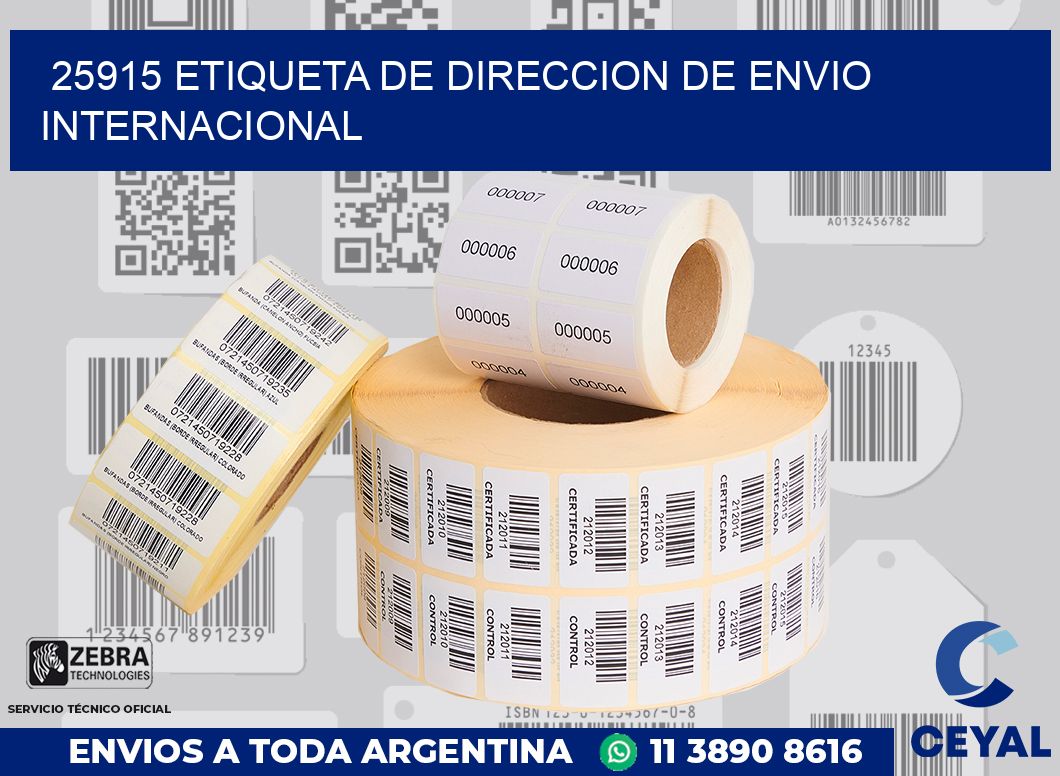 25915 Etiqueta de direccion de envio internacional