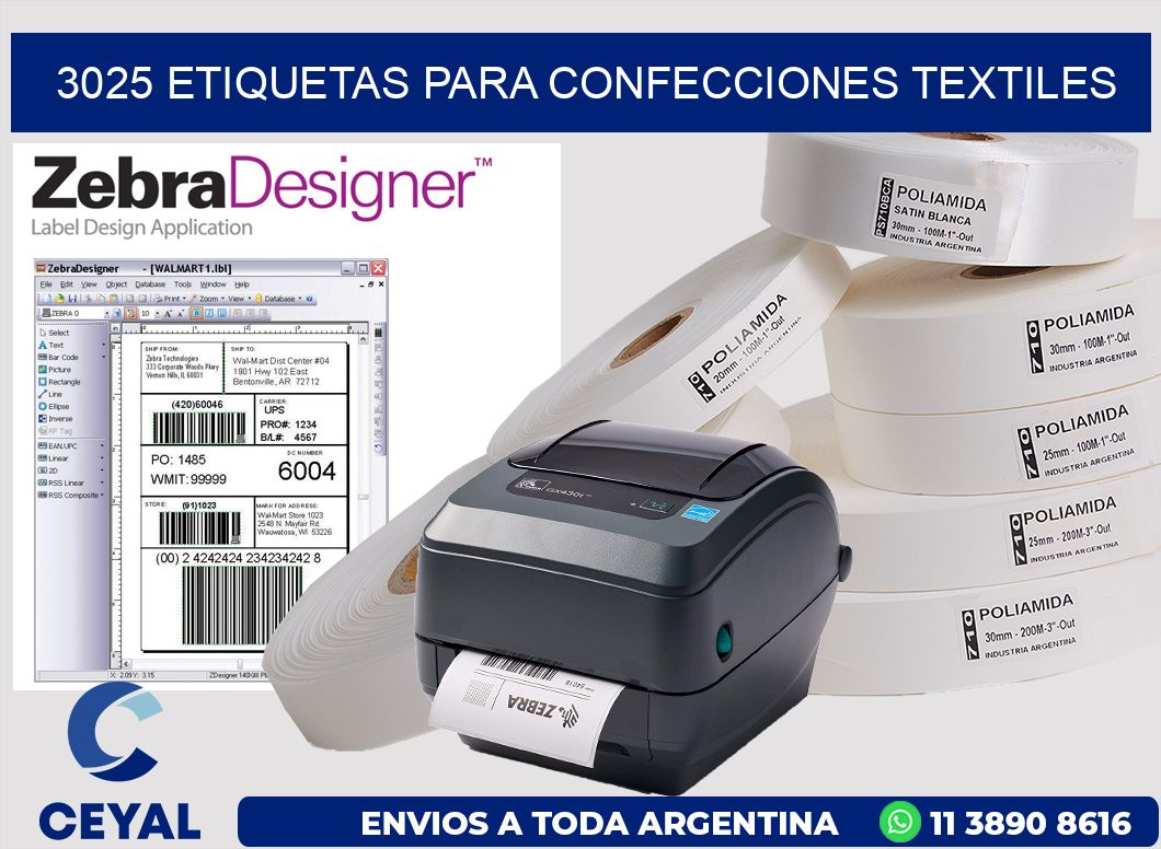 3025 Etiquetas para confecciones textiles