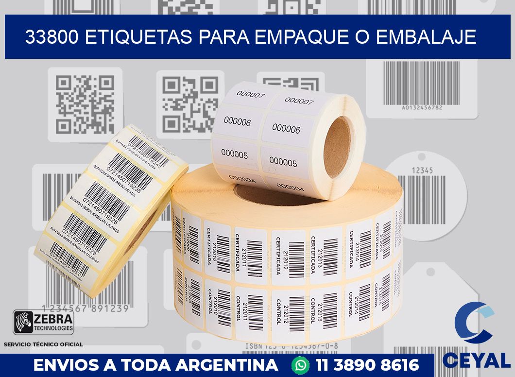 33800 Etiquetas para empaque o embalaje