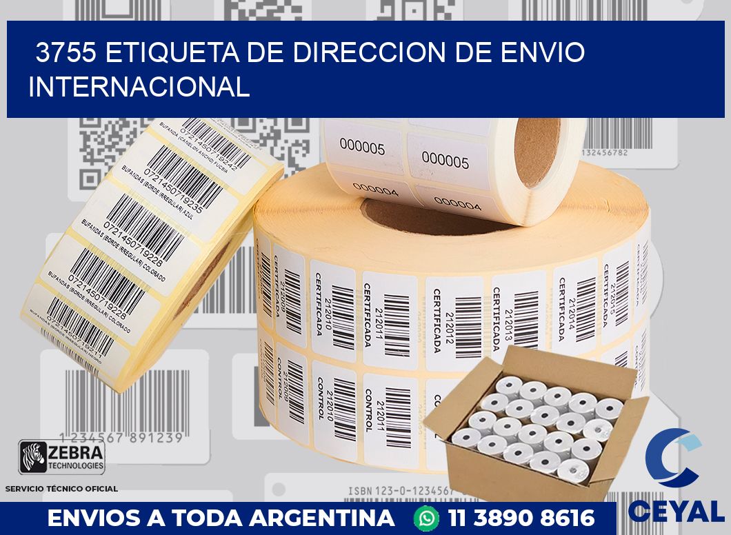 3755 Etiqueta de direccion de envio internacional